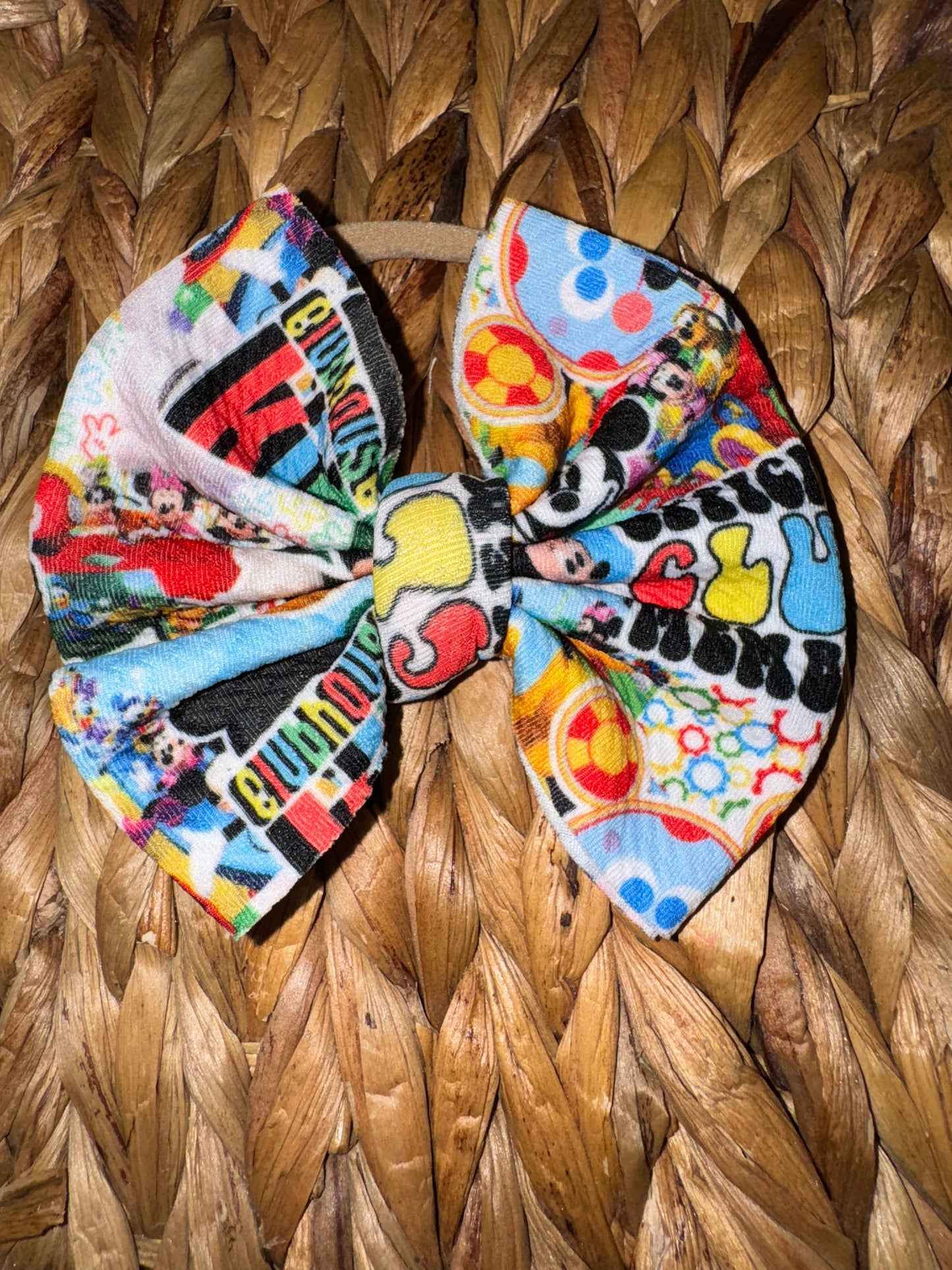 Mouse Collage Nylon Bow