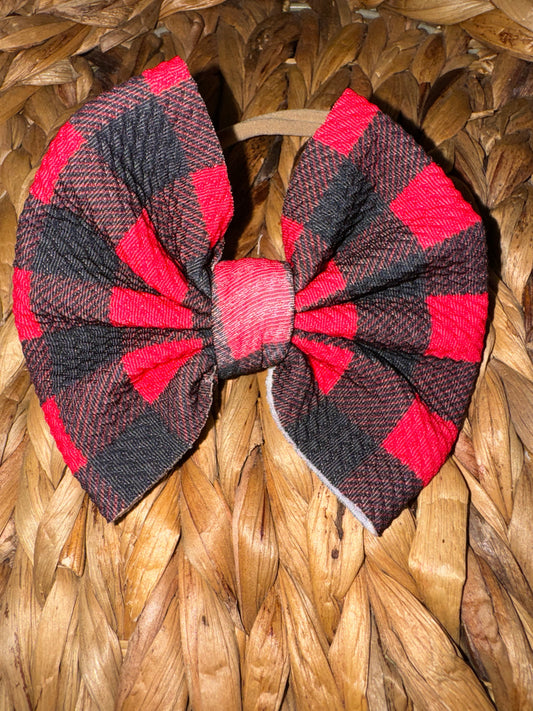 Red Plaid Clip Bow