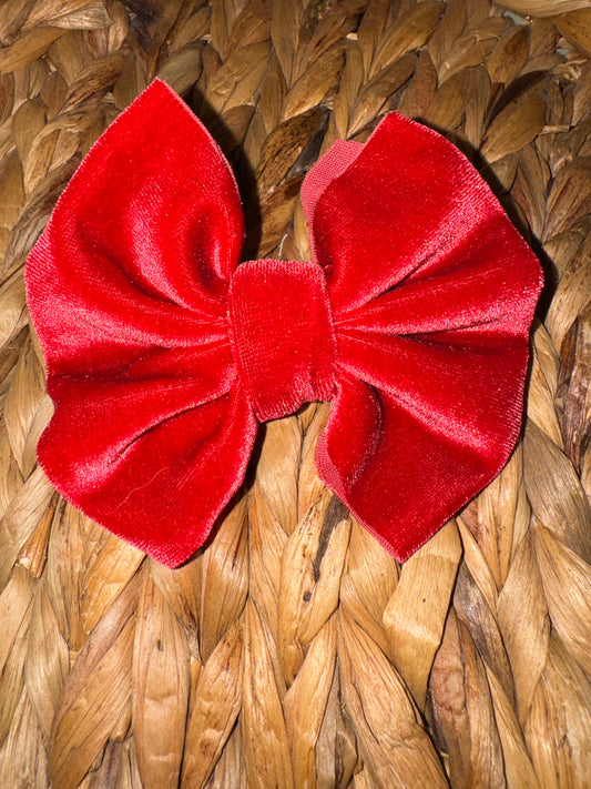 Velvet Pink Clip Bow