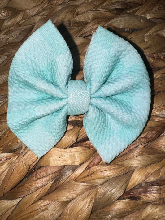 Blue Checkered Clip Bow
