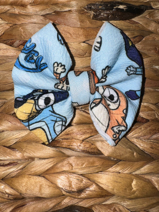Blue Dog Clip Bow